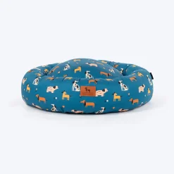 HUFT Bark & Bloom Donut Bed For Dog - Blue