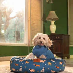 HUFT Bark & Bloom Donut Bed For Dog - Blue