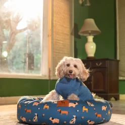 HUFT Bark & Bloom Donut Bed For Dog - Blue