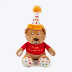 HUFT Barkday Bear Plush Toy For Dog - Multicolor
