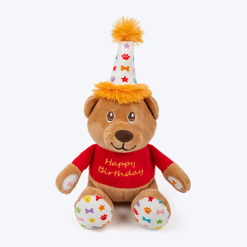 HUFT Barkday Bear Plush Toy For Dog - Multicolor