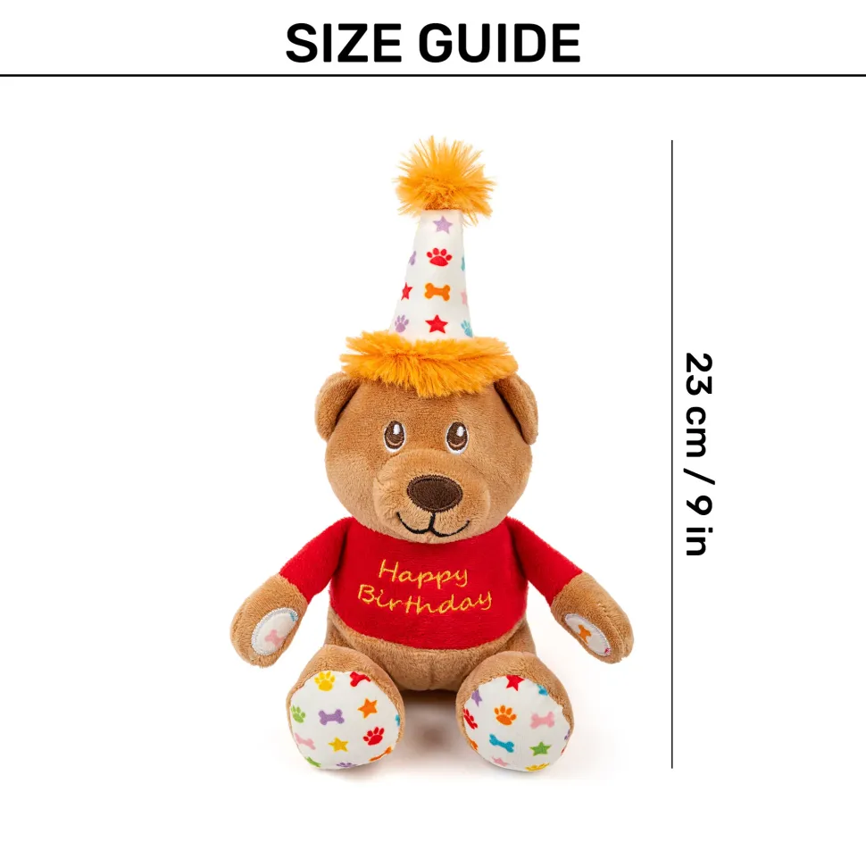 HUFT Barkday Bear Plush Toy For Dog - Multicolor