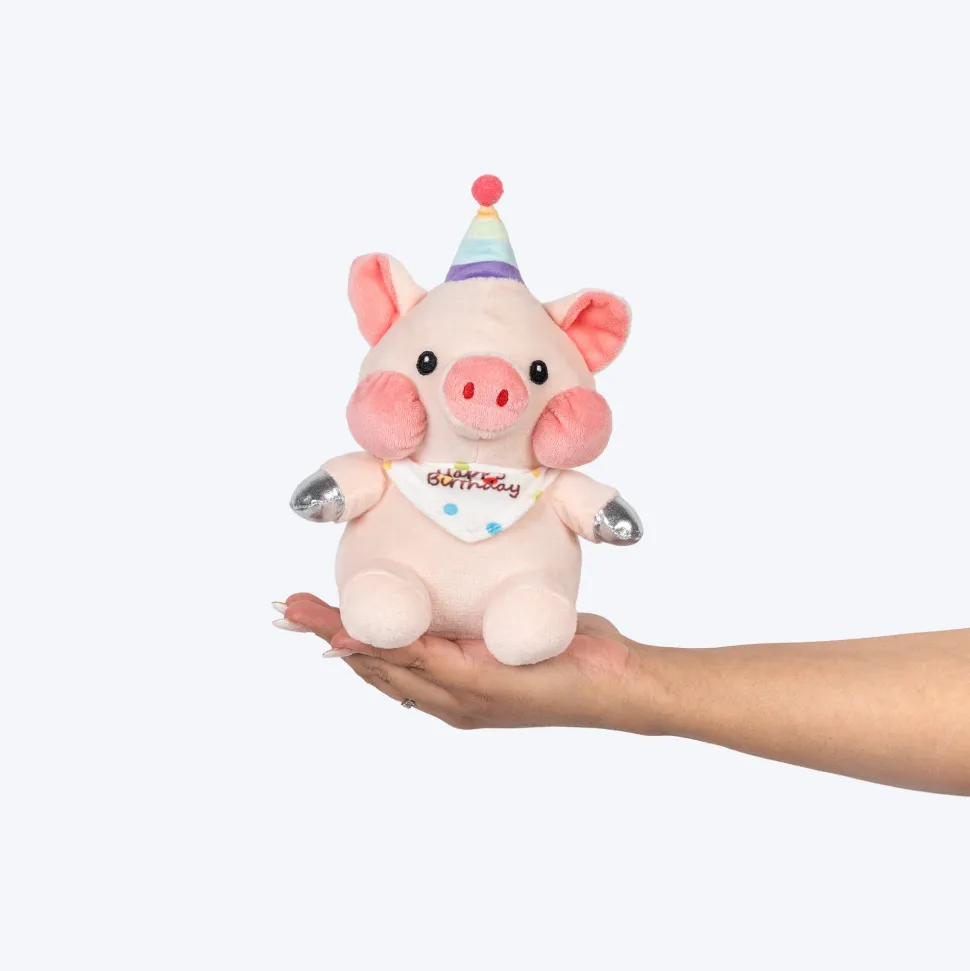 HUFT Barkday Piggy Plush Toy For Dog - Pink