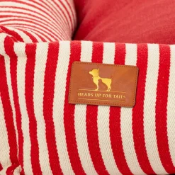 HUFT Bear Stripes Lounger Bed For Dog - Red & Ivory