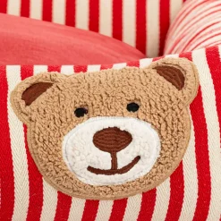 HUFT Bear Stripes Lounger Bed For Dog - Red & Ivory