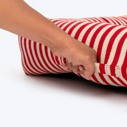 HUFT Bear Stripes Lounger Bed For Dog - Red & Ivory