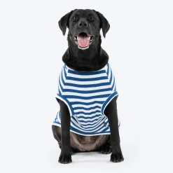 HUFT Best Dog Striped T-Shirt For Dog - Navy Blue & White