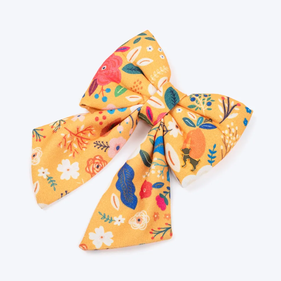 HUFT Blooming Days Printed Lady Bow Tie for Dog - Yellow