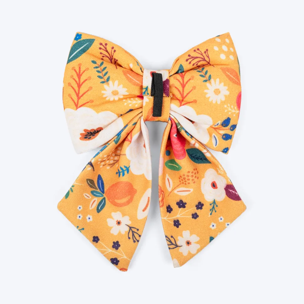 HUFT Blooming Days Printed Lady Bow Tie for Dog - Yellow