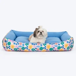 HUFT Bloomscape Lounger Bed For Dog - Blue
