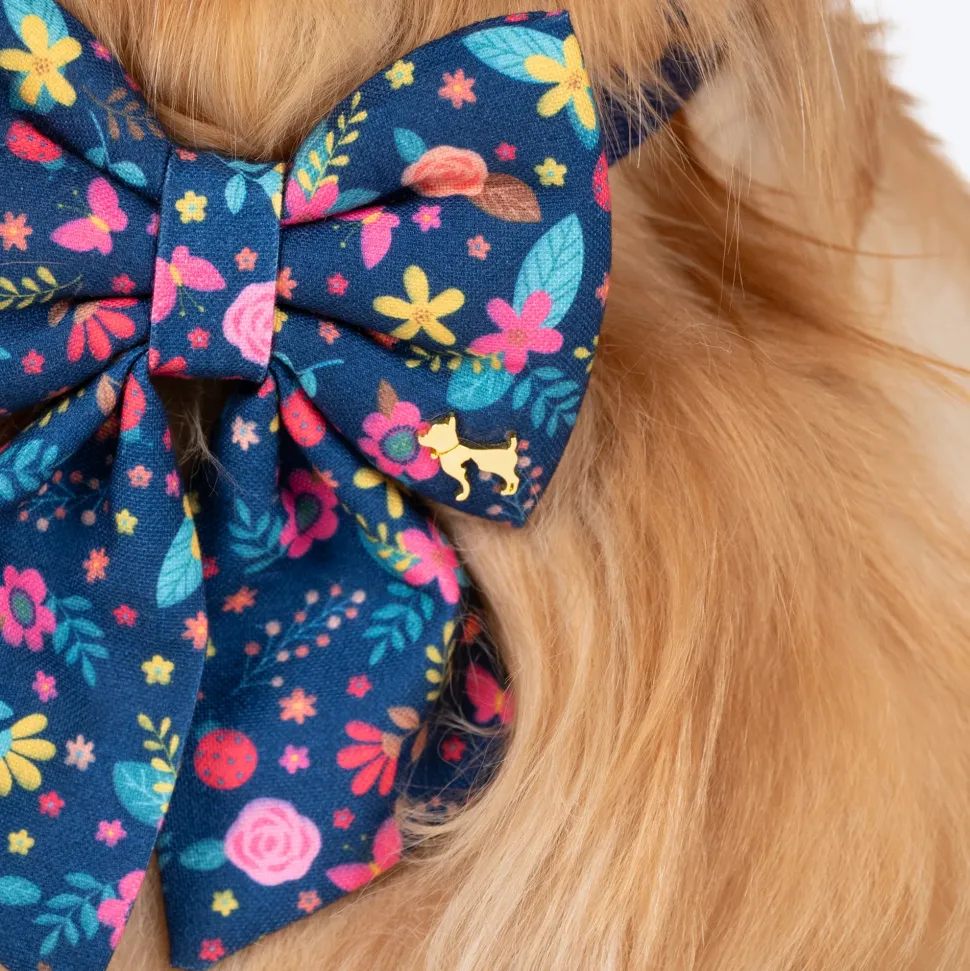 HUFT Bloomscape Printed Lady Bow Tie for Dog - Navy