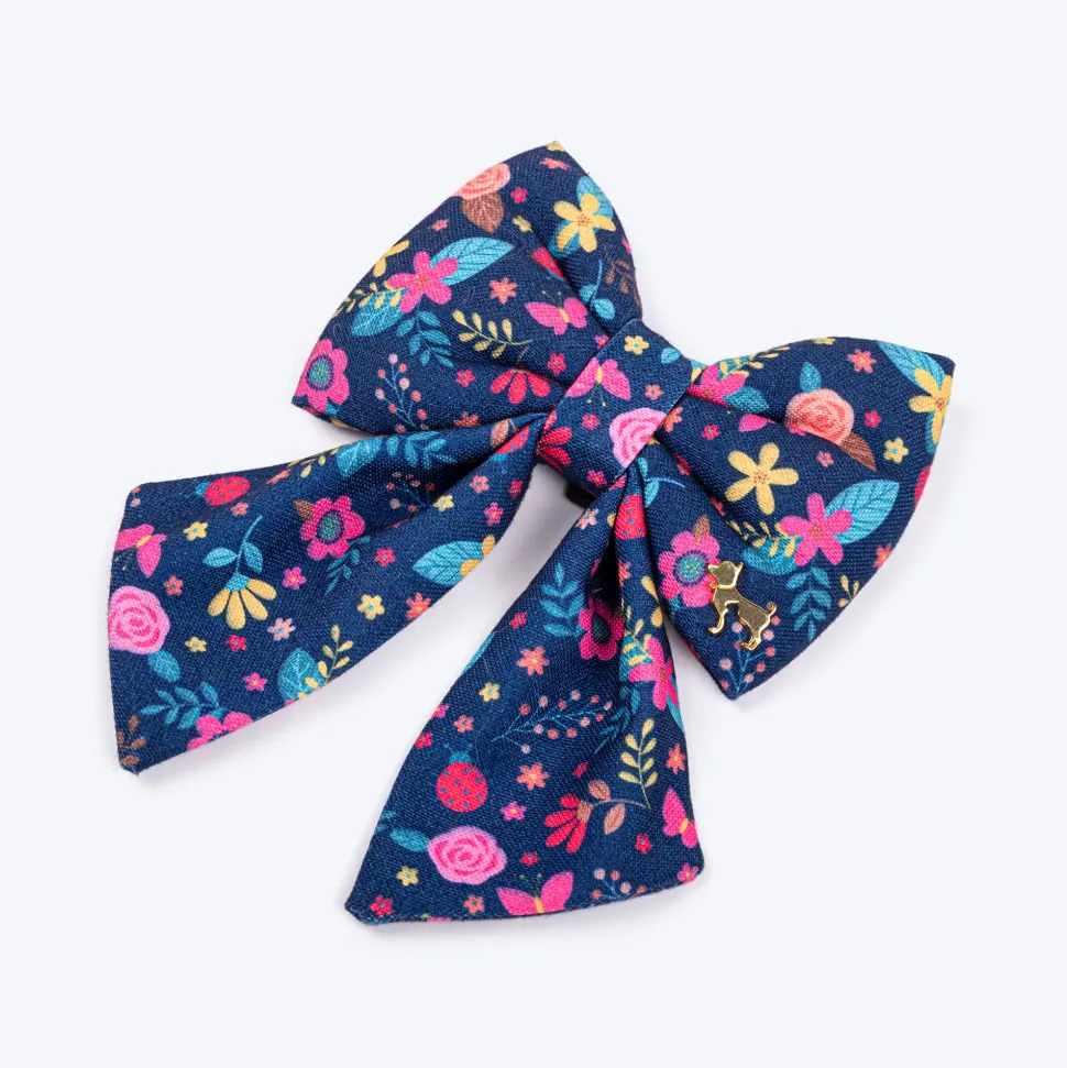 HUFT Bloomscape Printed Lady Bow Tie for Dog - Navy