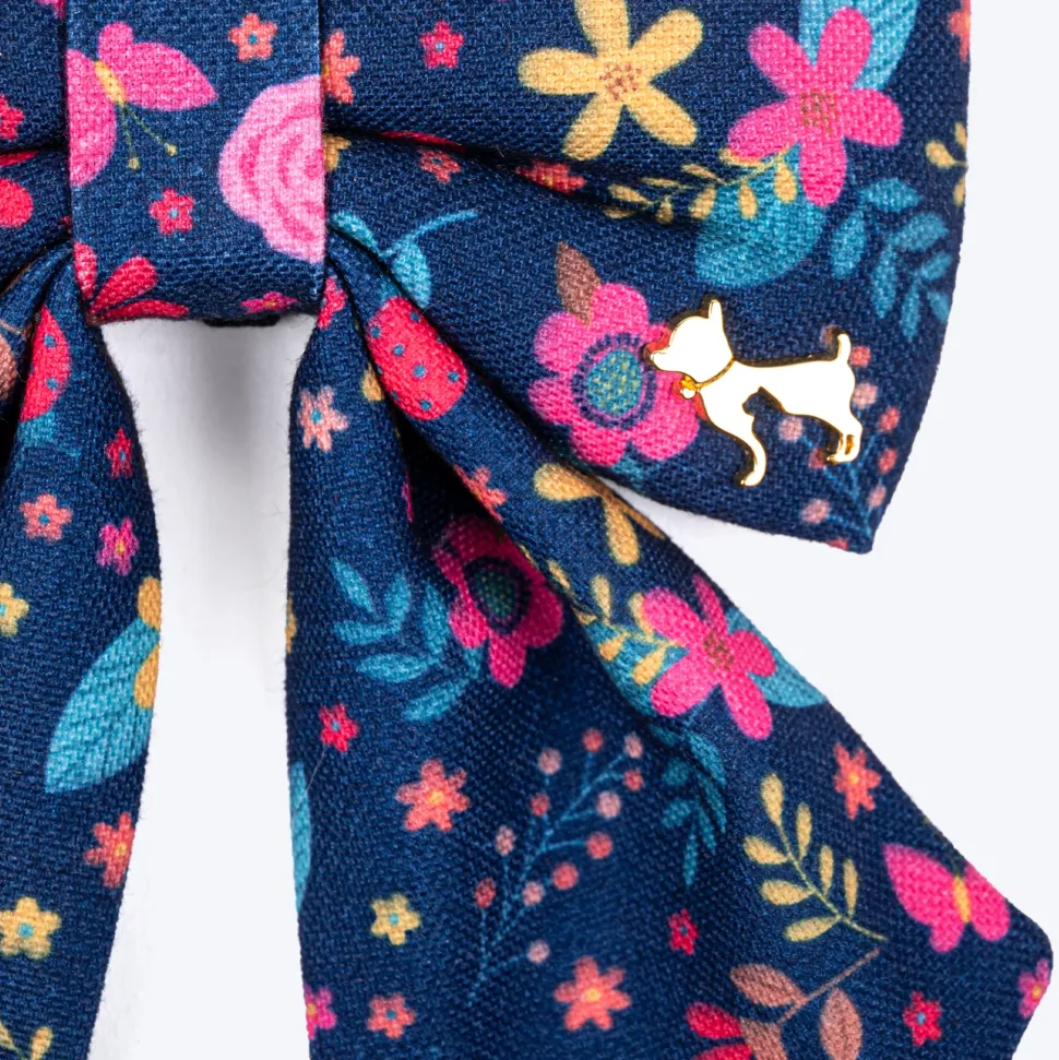 HUFT Bloomscape Printed Lady Bow Tie for Dog - Navy