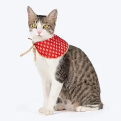 HUFT Brocade Dazzle Pet Scarf For Cat & Puppy - Red