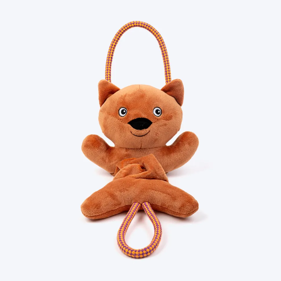 HUFT Bungee Fox Squeaky Plush Toy For Dog - Rust