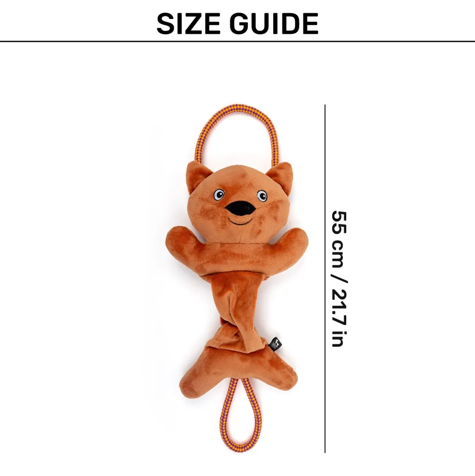 HUFT Bungee Fox Squeaky Plush Toy For Dog - Rust