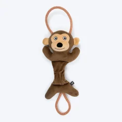 HUFT Bungee Monkey Squeaky Plush Toy For Dog - Brown