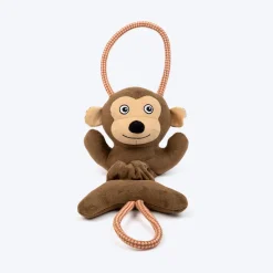 HUFT Bungee Monkey Squeaky Plush Toy For Dog - Brown