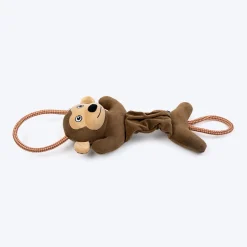 HUFT Bungee Monkey Squeaky Plush Toy For Dog - Brown