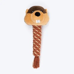 HUFT Busy Beaver Squeaky Plush Toy For Dog - Brown