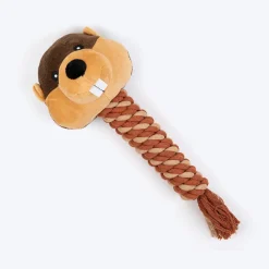 HUFT Busy Beaver Squeaky Plush Toy For Dog - Brown
