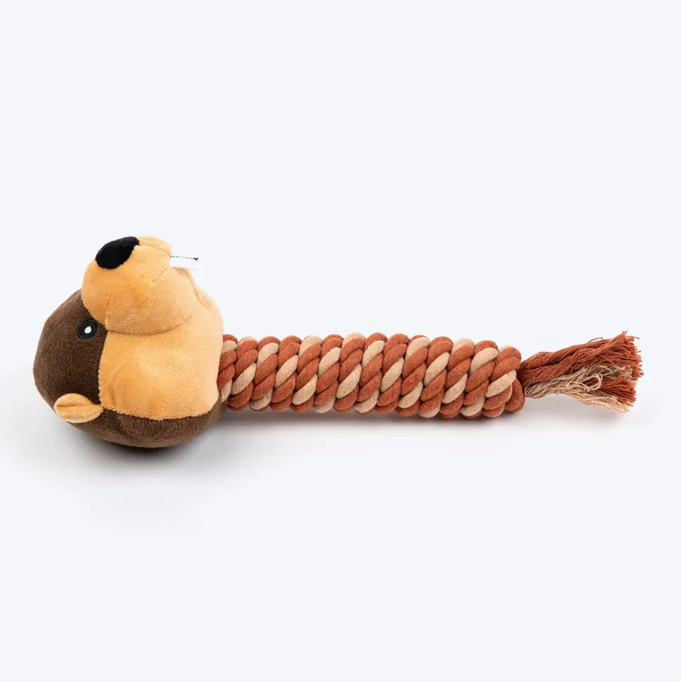 HUFT Busy Beaver Squeaky Plush Toy For Dog - Brown