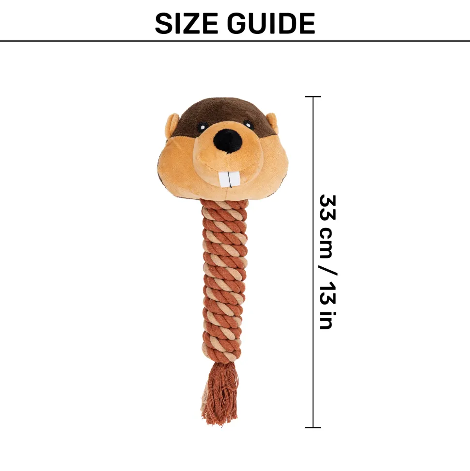HUFT Busy Beaver Squeaky Plush Toy For Dog - Brown