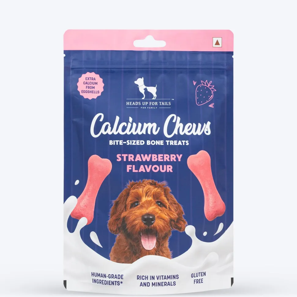 HUFT Calcium Chews Bite-Sized Bone Treats For Dog - Strawberry Flavour - 200 gm