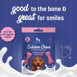 HUFT Calcium Chews Bite-Sized Bone Treats For Dog - Strawberry Flavour - 200 gm