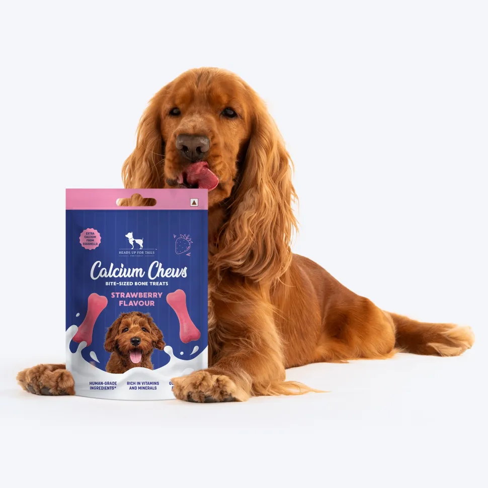 HUFT Calcium Chews Bite-Sized Bone Treats For Dog - Strawberry Flavour - 200 gm