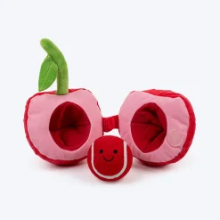 HUFT Cherrylicious Plush Toy With Ball For Dog - Red