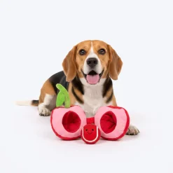 HUFT Cherrylicious Plush Toy With Ball For Dog - Red