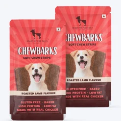 HUFT Chewbarks Dog Soft Chew Strips Treats - Roasted Lamb - 30 gm
