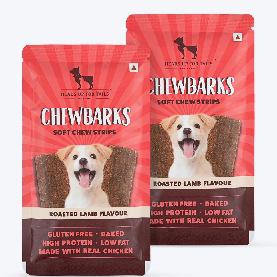 HUFT Chewbarks Dog Soft Chew Strips Treats - Roasted Lamb - 30 gm