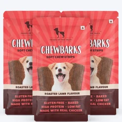 HUFT Chewbarks Dog Soft Chew Strips Treats - Roasted Lamb - 30 gm