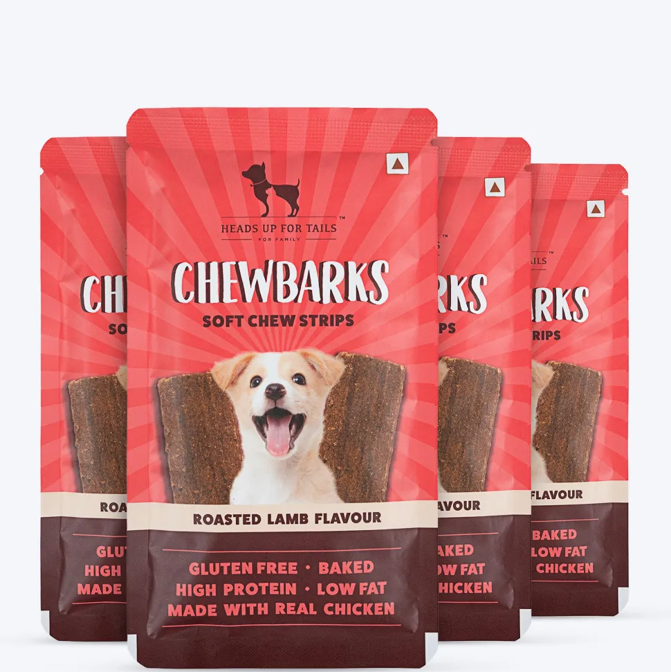 HUFT Chewbarks Dog Soft Chew Strips Treats - Roasted Lamb - 30 gm