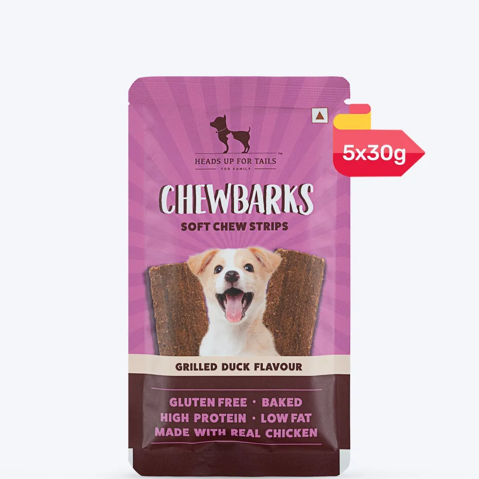 HUFT Chewbarks Dog Soft Chew Strips Treats - Grilled Duck - 30 gm