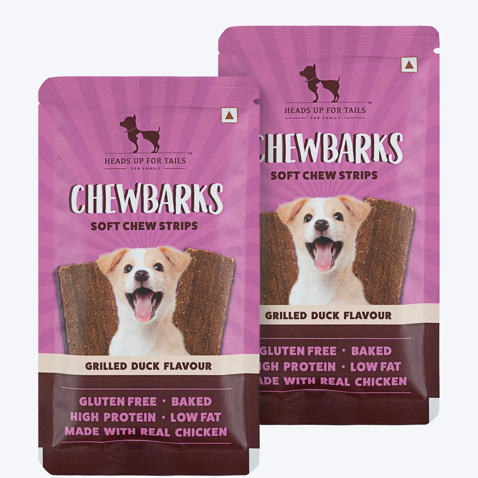 HUFT Chewbarks Dog Soft Chew Strips Treats - Grilled Duck - 30 gm
