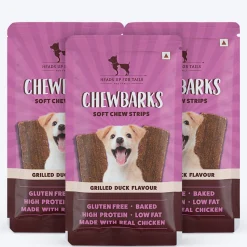 HUFT Chewbarks Dog Soft Chew Strips Treats - Grilled Duck - 30 gm
