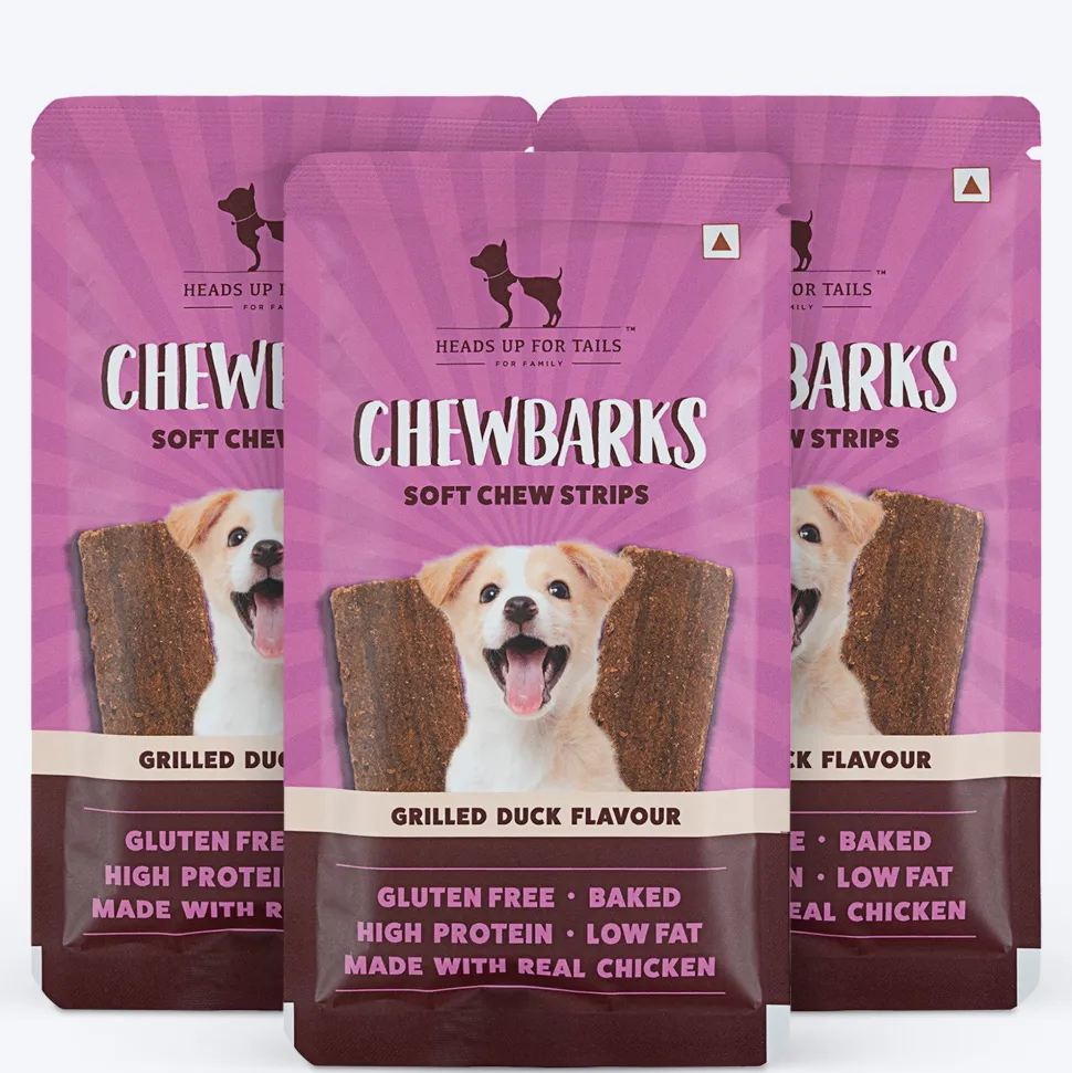 HUFT Chewbarks Dog Soft Chew Strips Treats - Grilled Duck - 30 gm