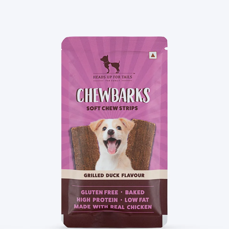 HUFT Chewbarks Dog Soft Chew Strips Treats - Grilled Duck - 30 gm