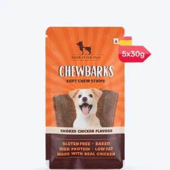 HUFT Chewbarks Smoked Chicken Soft Chew Strips Treat For Dogs - 30g