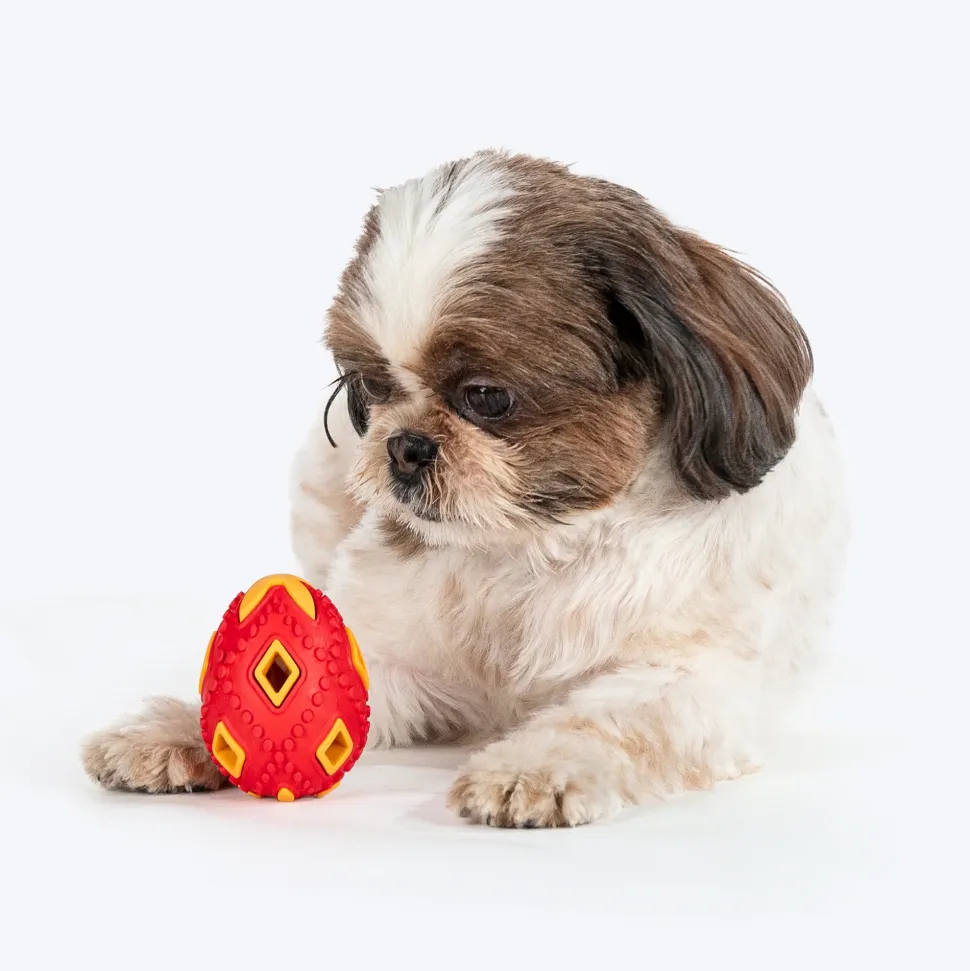 HUFT Chewtastic Eggs-Tra Chew Toy For Dog - Red & Yellow