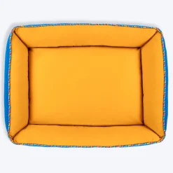 HUFT Classic Lounger Dog Bed - Blue & Mustard Yellow