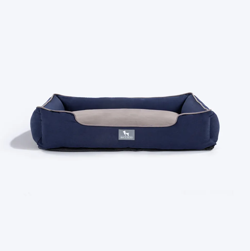 HUFT Classic Lounger Dog Bed - Grey & Navy