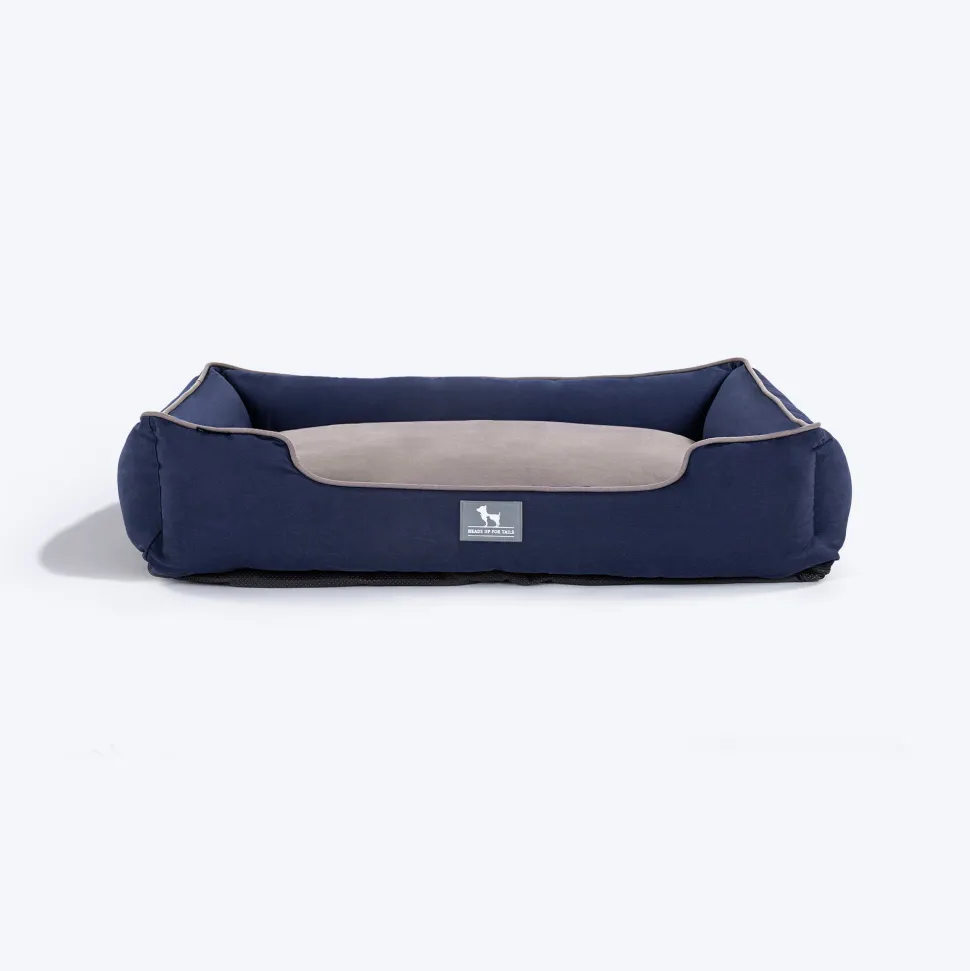 HUFT Classic Lounger Dog Bed - Grey & Navy