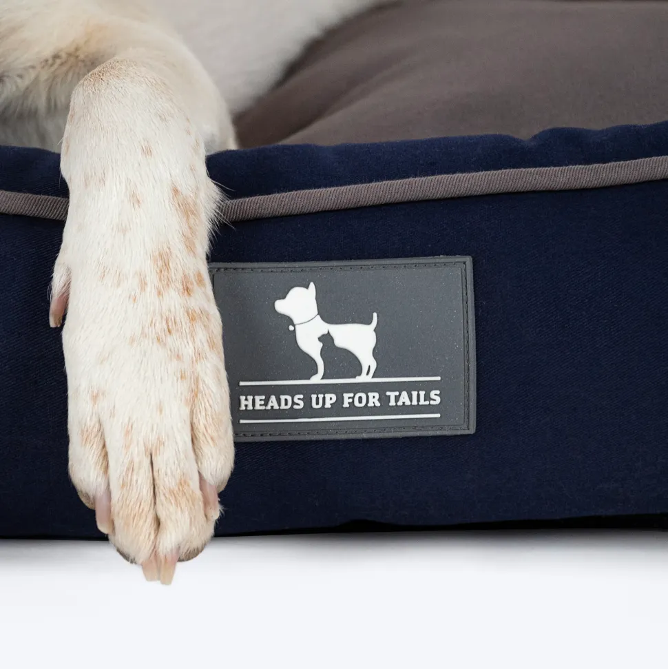 HUFT Classic Lounger Dog Bed - Grey & Navy