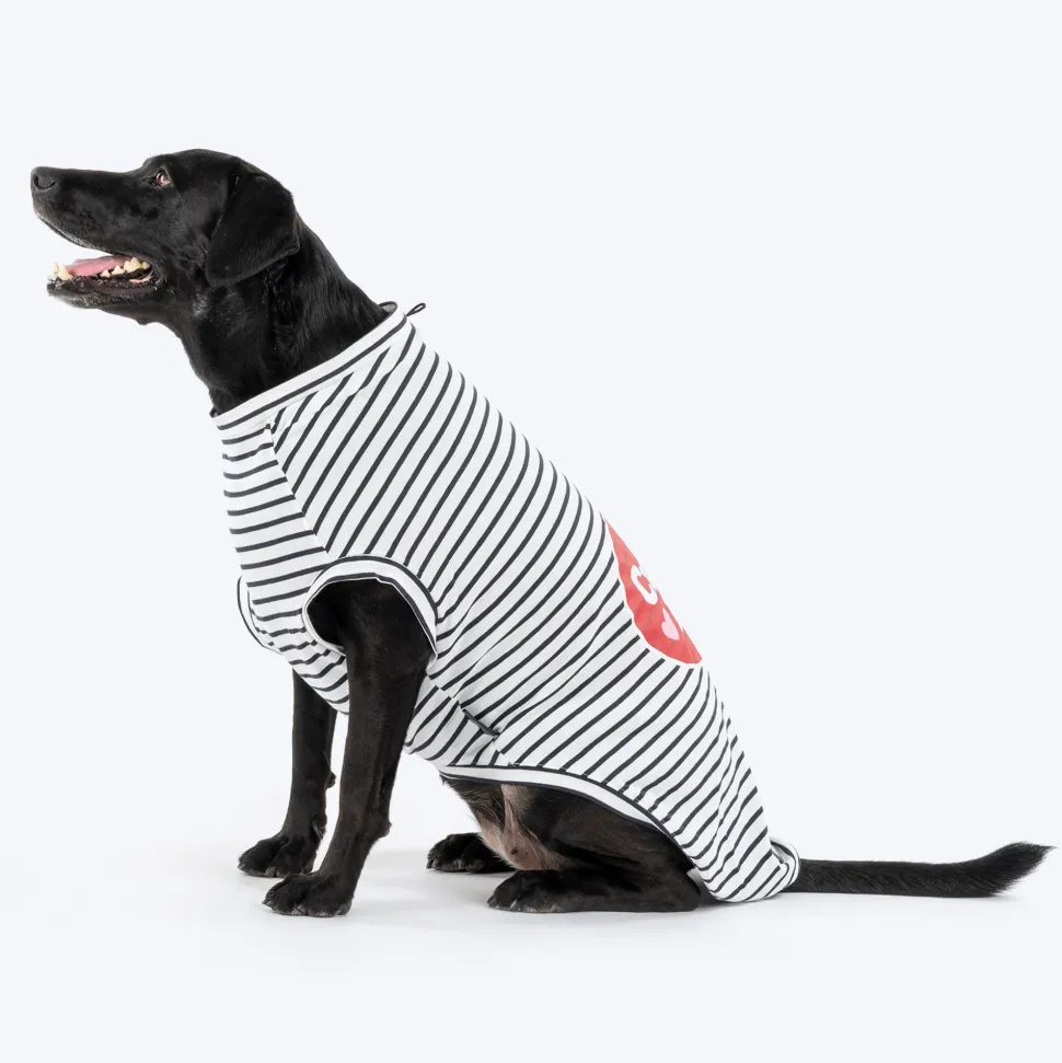 HUFT Cuddle Bug Striped T-Shirt For Dog - Black & White