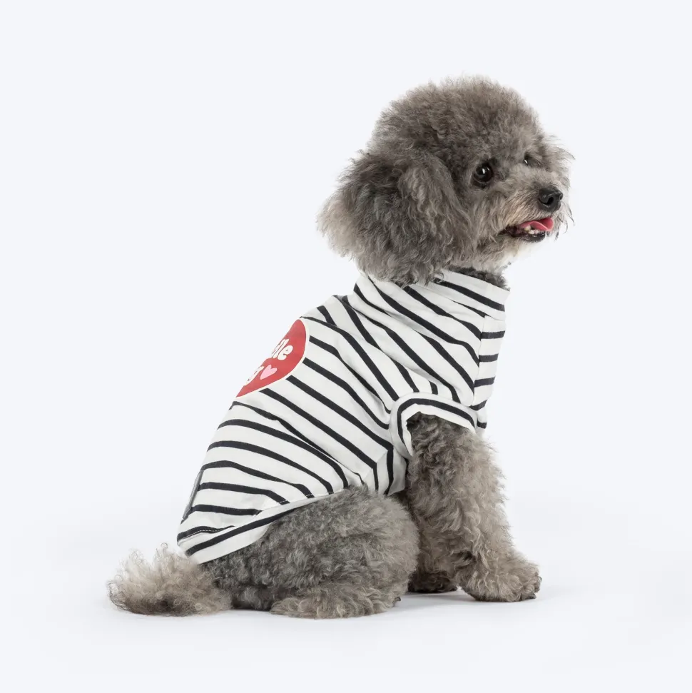 HUFT Cuddle Bug Striped T-Shirt For Dog - Black & White