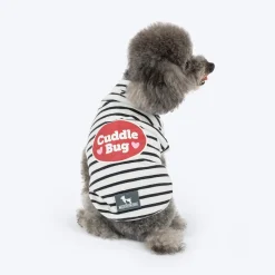 HUFT Cuddle Bug Striped T-Shirt For Dog - Black & White